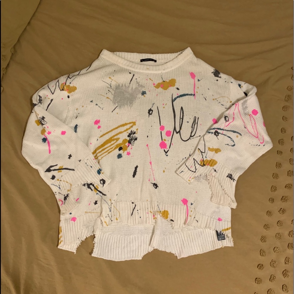 Zara paint platter sweater.
